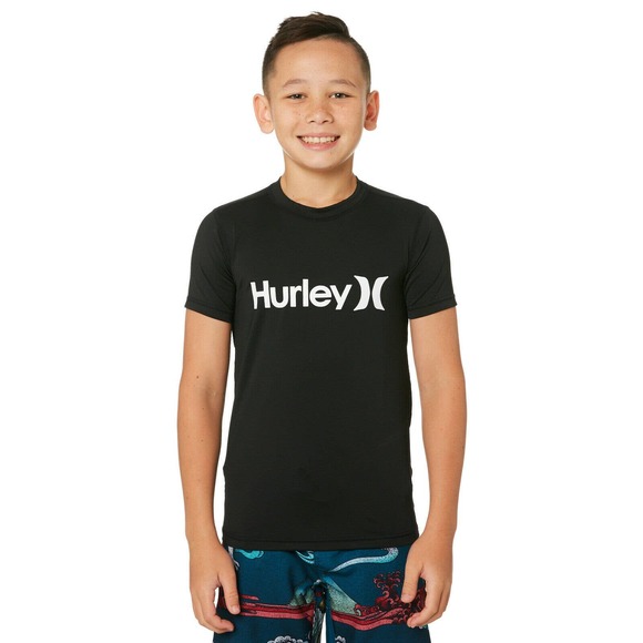 Hurley Kids Boys Youth One and Only Surf Rashguard Shirt UPF 50+ Sun Protection - Picture 3 of 3